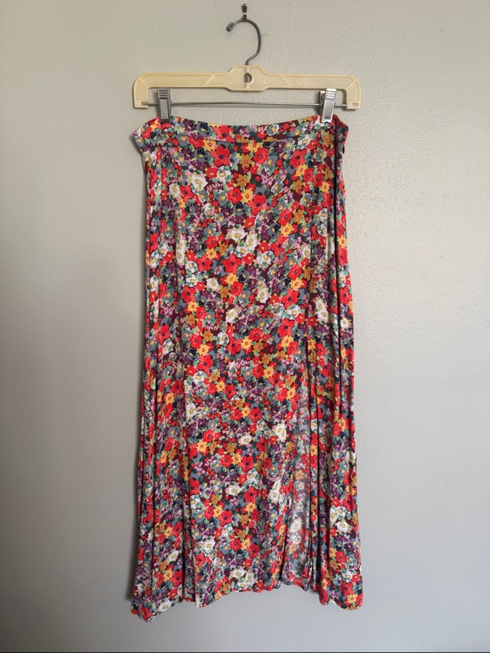 H&M Red Floral Maxi Skirt